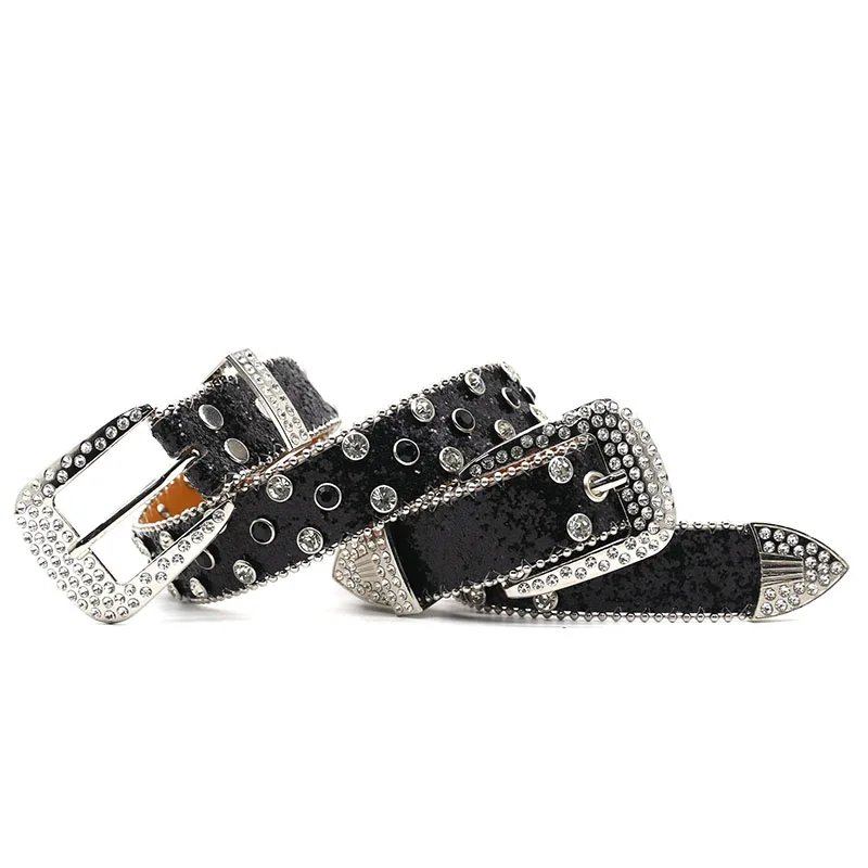 

mens fashion rhinestone belts soft leather diamond studded belt hip hop rock waistband womens brand designer pin buckle strapon