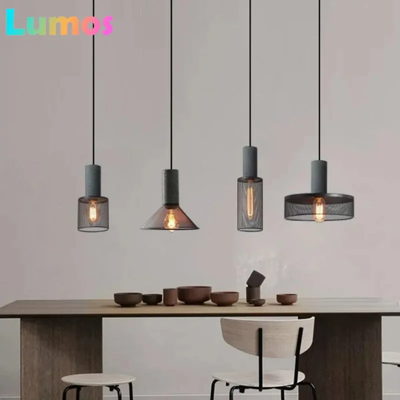 

Vintage restaurant pendant light corridor cement column forged iron lampshade LED E27 coffee shop home decoration pendant light