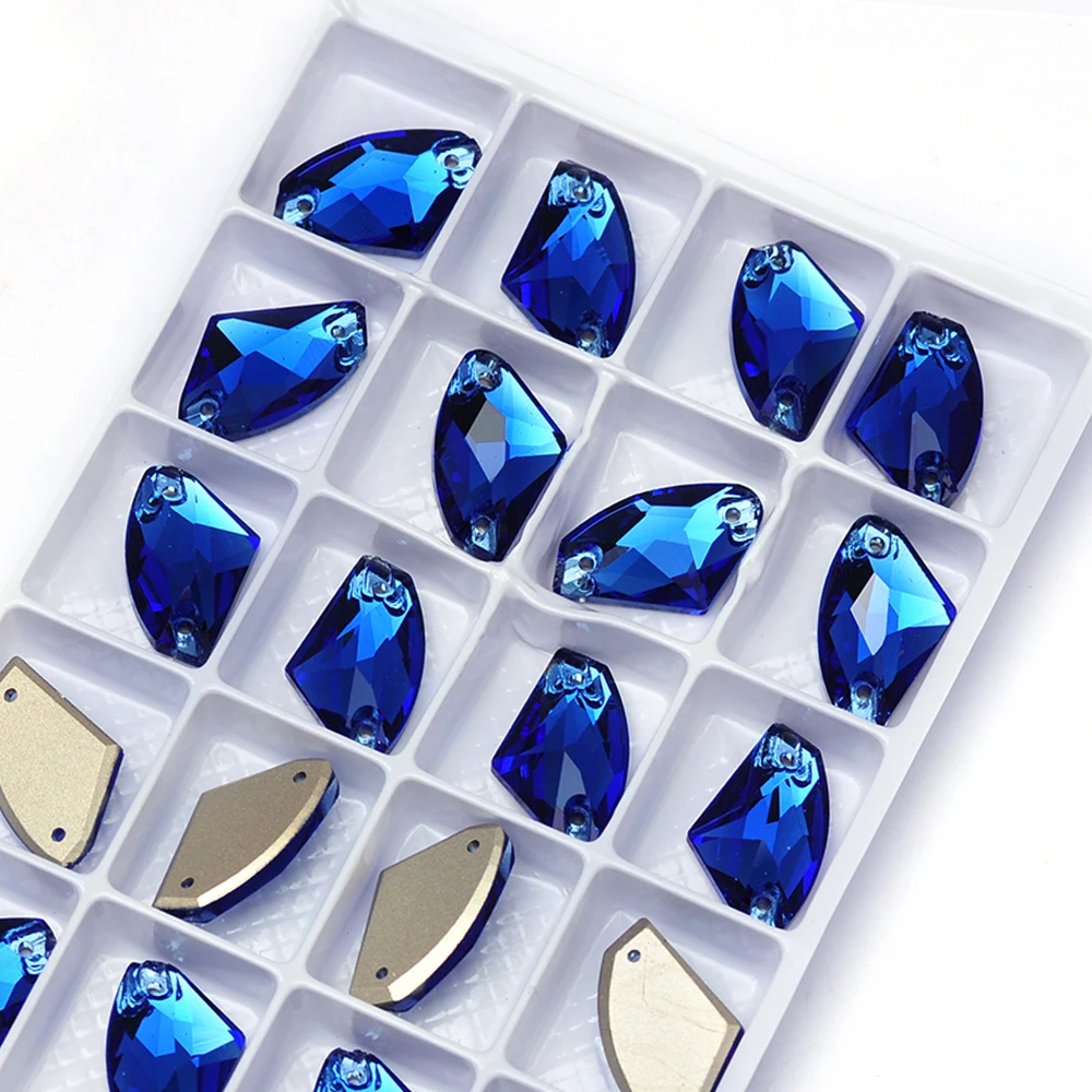 Saphirkristall-Formen Glas-Nähsteine DIY Handarbeiten Flache Strasssteine zum Aufnähen für Kleider, Kleidungsstücke, Taschen – Detail 9