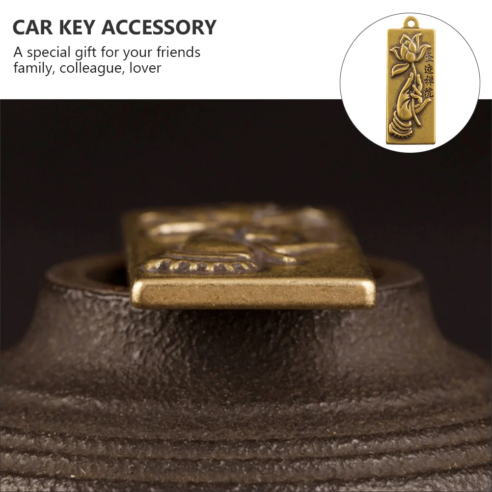 3Pcs Brass Car Keychain Pendant Hanging Ornament Key Holder Decor Buddha Hand Lotus Key Accessory