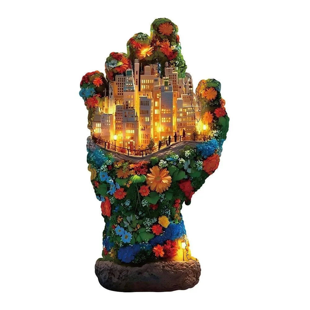 Wooden Material Palm Puzzle High Difficulty Irregular Shape Wooden Puzzle Artistic Style Original Design Irregular Puzzle