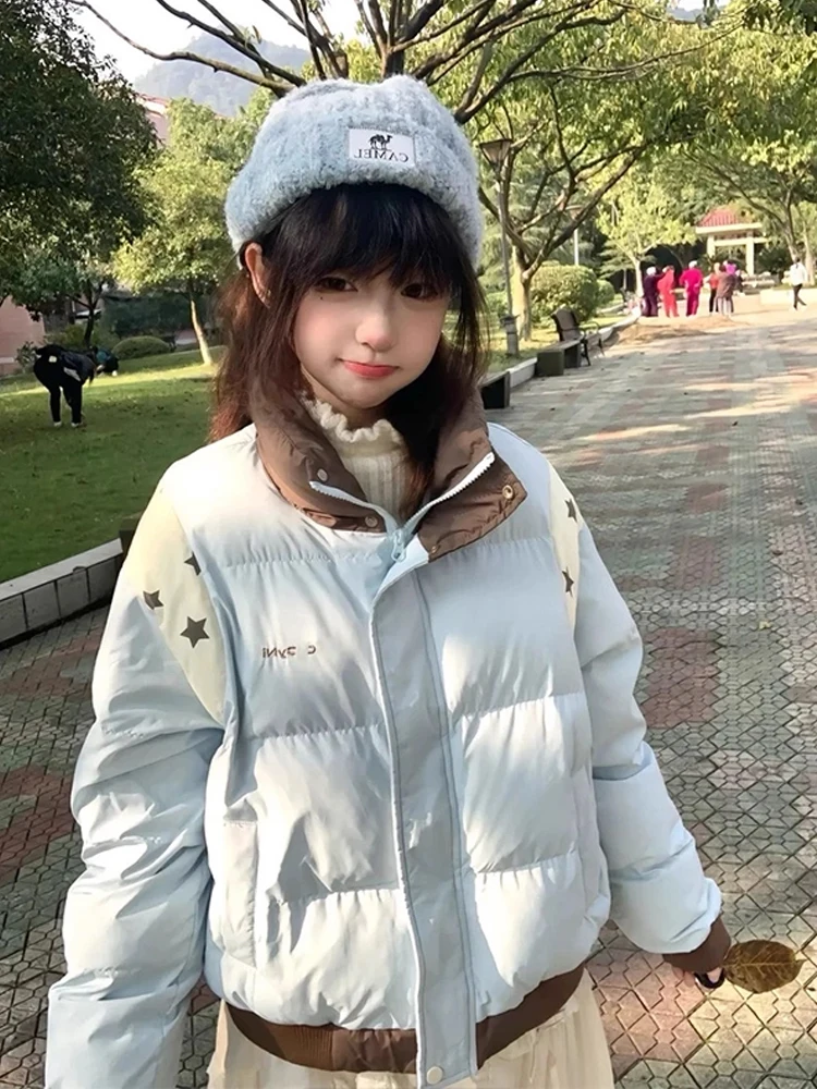 

Американский Sle ort Thiened Хлопковый джет с воротником-стойкой Свободная мужская зимняя верхняя одежда Теплый полиэфирное волокно с геометрическим узором