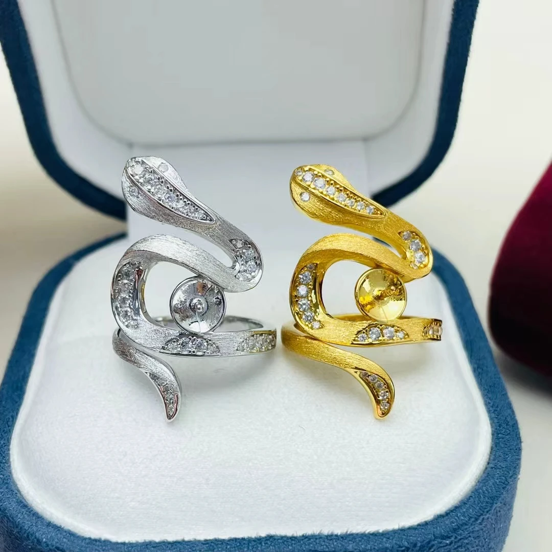 

Змея из стерлингового серебра 925 пробы, регулируемое кольцо, настройки, фурнитура, крепления, аксессуары, фурнитура для жемчуга 9-11 мм, 5 шт./лот