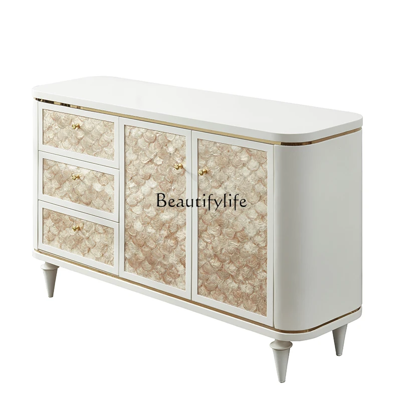 

American Shell Light Luxury Sideboard Cabinet Wall Living Room Entrance Foyer Doorway Storage Cabinet