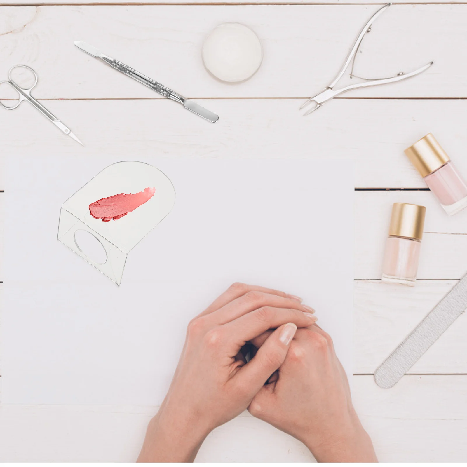 

2Sets Acrylic Liquid Foundation Mixing Palette Smooth Color Board for Makeup and Manicure Art with Curved Finger Hole Beauty