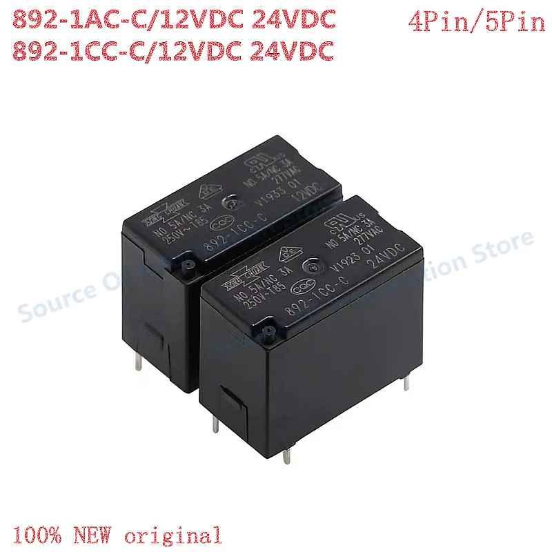 

10Pcs 892-1AC 1CC-C/12VDC 24VDC Relay 4-Pin 5-Pin 5A SPDT Latching Relay for Electronics Market