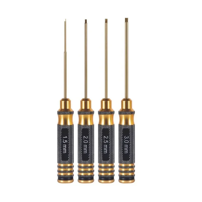 

7-piece set with gold round handle and titanium plated hexagonal inner corner Steel Hex Screwdriver Set 0.9/1.27/1.3/1.5/2.0/2.5