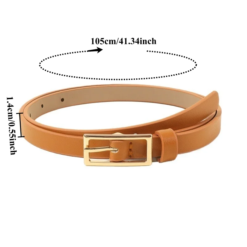 Korean-Style Minimalist and Elegant T-Buckle Slim Belt Versatile Casual Pants and Dresses Women’s Pin-Buckle Leather Belt