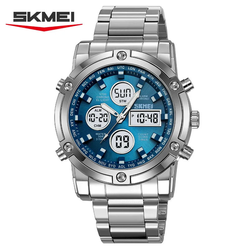 

SKMEI 2556 Elegant Business Men's Electronic Watch Dual Display Multi Function Countdown Digital Watch Luxury Clock reloj hombre