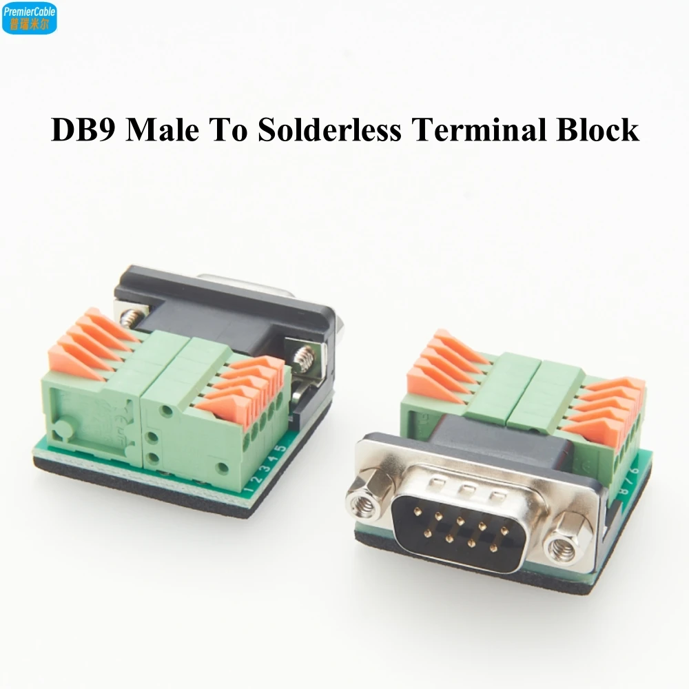 

D-Sub 9pin Solderless Connectors DB9 RS232 Serial Breakout Board Adapter DB9 to Spring Quick Crimp Press Terminal Block Adapter