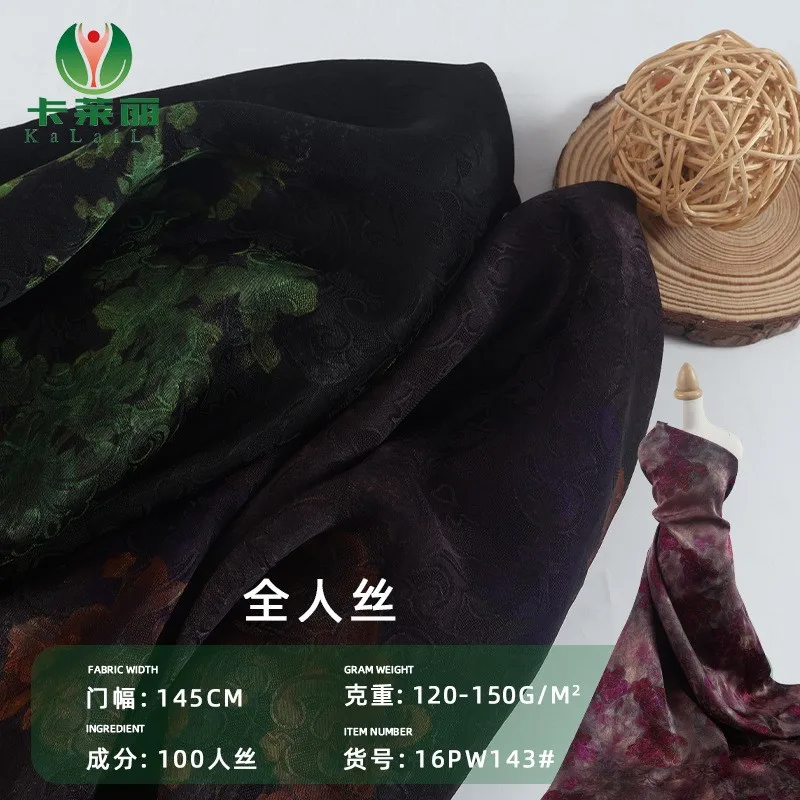 120-150 silk jacquard fabric for spring and summer Hanfu cheongsam shirt dark pattern