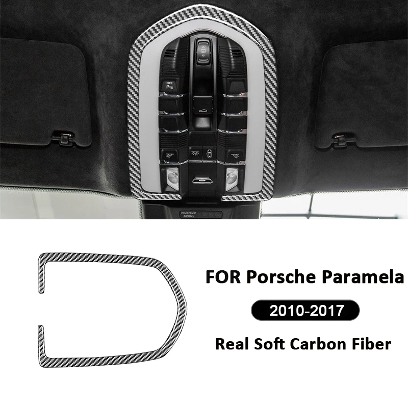 

For Porsche Paramela 2010-2017 Carbon Fiber Car Front Roof Reading Light Panel Frame Interior Decoration Sticker Accessories