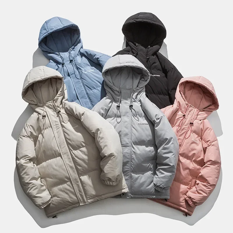 

2023 Winter New Men's Solid Color Loose and Thick Hooded Cotton Coat Korean Youth Fashion Casual Cotton Coat