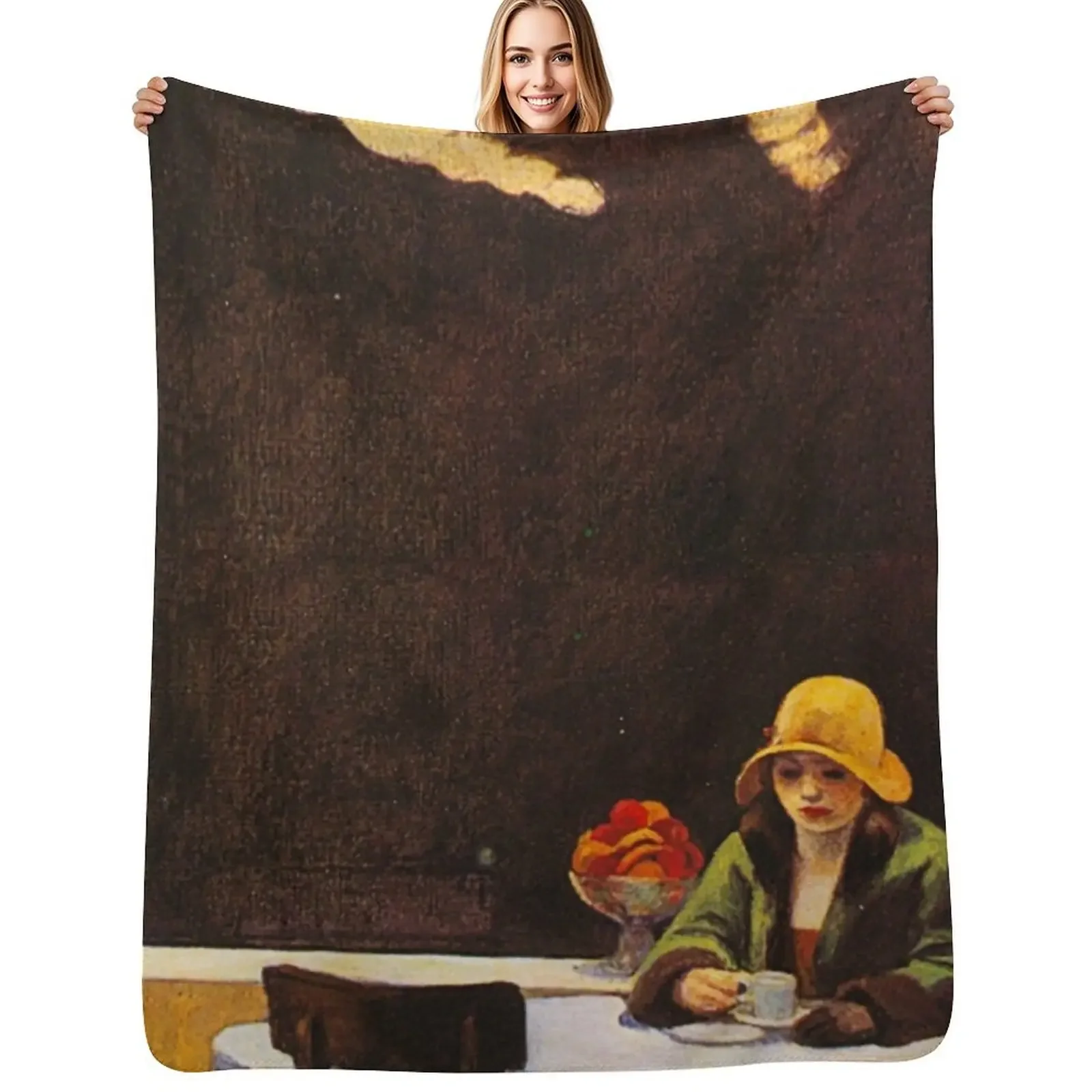 

Vintage Edward Hopper Automat Throw Blanket Weighted Personalized Gift Vintage Blanket
