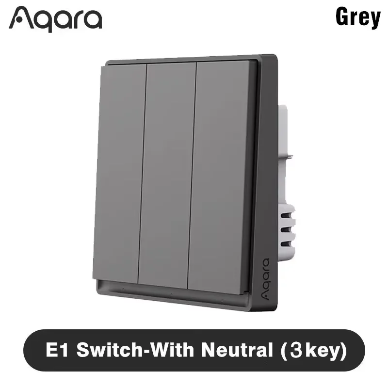 Aqara E1 slimme wandschakelaar, Zigbee 3.0, draadloze schakelaar voor verlichting, geschikt voor installatie met of zonder nuldraad, voor een slim huis, compatibel met Xiaomi Home en Homekit-app.