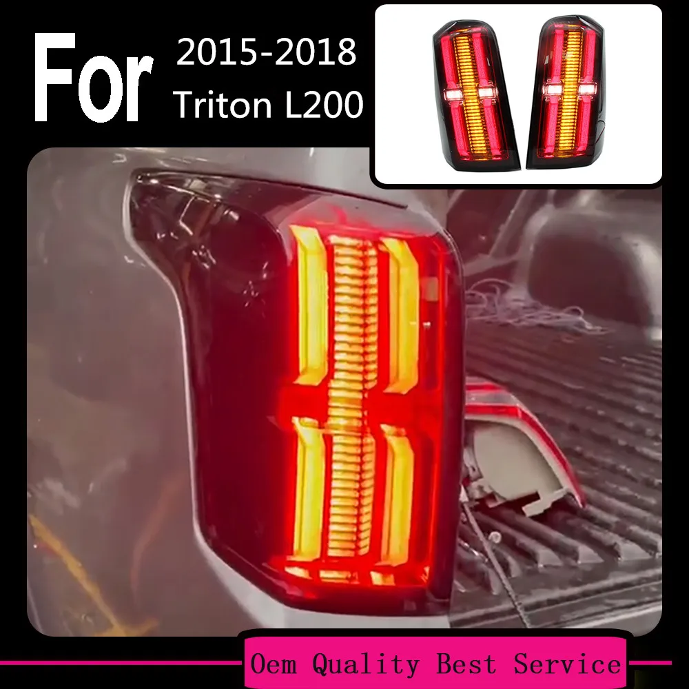 Car Red/Smoke Black LED Tail Lamp Rear Lights Assembly For Triton L200 2015-2018 DRL Rear Brake Fog Lamp Turn Signal Light