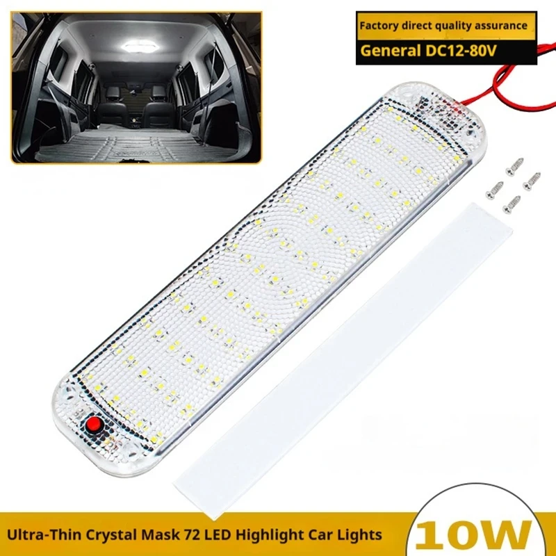 1/2PCS LED Car Interior Light RV Ceiling Light Strip Lamp With Switch Car Interior Lighting Camper Baker Boat Truck Roof Light