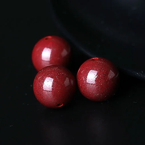 5A Natural Cinnabar Zinnober 14-25mm Genuine Vermilion Single Bead DIY Jewelry Material