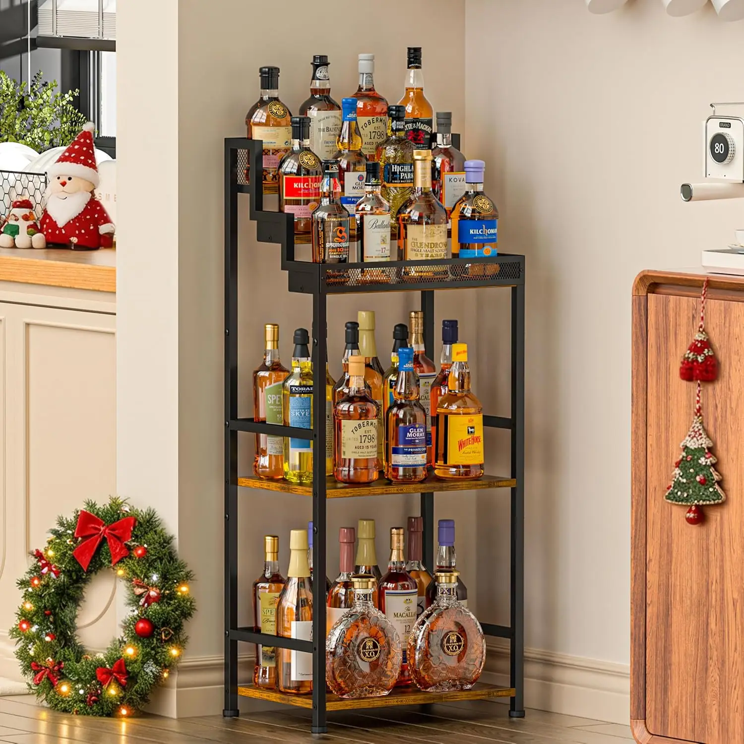 

Trapezoidal home wine cabinet bar, stepped wine rack independent floor, large capacity wine bottle storage display rack living r