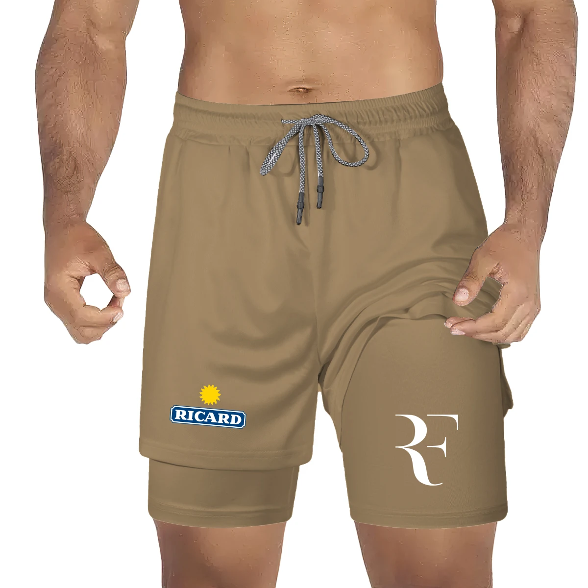 Shorts Atlético Respirável Masculino, Roupa de Ginástica, Fitness, Treinamento, Camping, Ciclismo, Calças de Jogging, 2 em 1