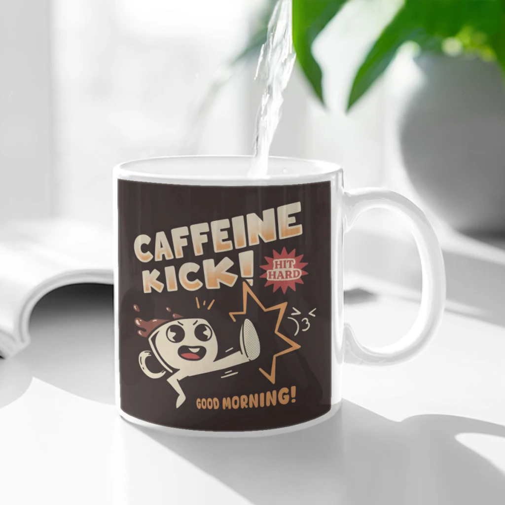 

Caffeine Kick! Ceramic Cup Coffee Oatmeal Breakfast Cup Creative Personality Mug