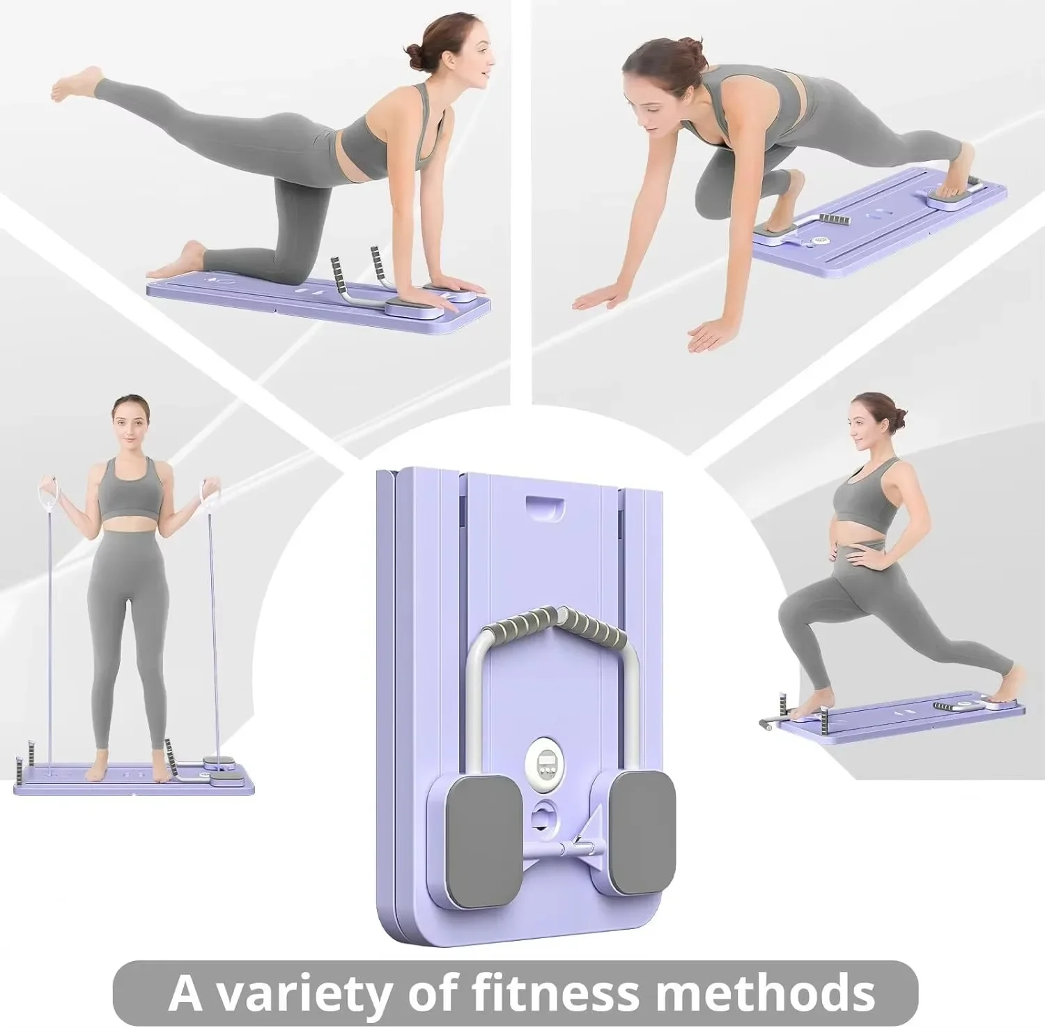 6 in 1 Pilates Reformer Board,Multifunctional Foldable Pilates Reformer with Timer,Pilates Refomer Machine for Home Core Fitness