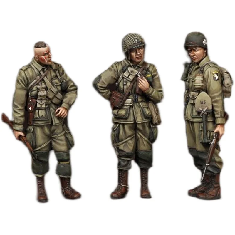 1:35 Scale Die-casting Resin Figure Model Assembly Kit US Airborne 3-person Model Unpainted and Needs To Be Assembled