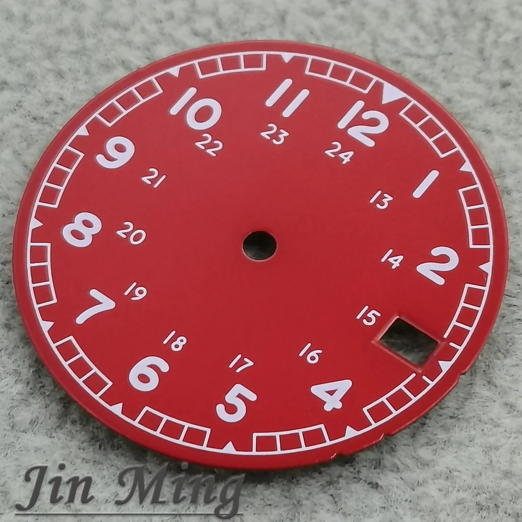 High Quality 28.5mm Pilot Watch Dial 24H Scale Date Window Fit NH35 NH36 Movement Arabic Numerals Watch Face