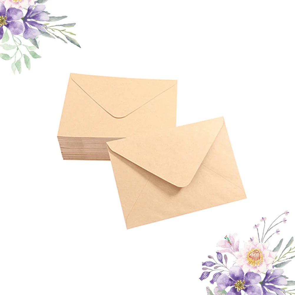 

50 шт., двойной клей, бумажный конверт, пустой элегантный держатель для пригласительных билетов на вечеринку, крафт-цвет, простой дизайн, пустой конверт