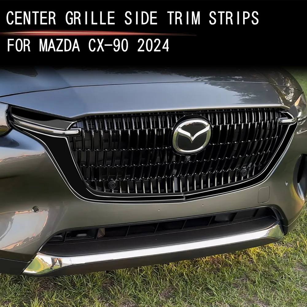 

For Mazda CX-90 CX90 2024 2025 Exterior ABS Front Bumper Grid Mesh Grill Grille Hoods Part Front Body Cover Trim Accessories