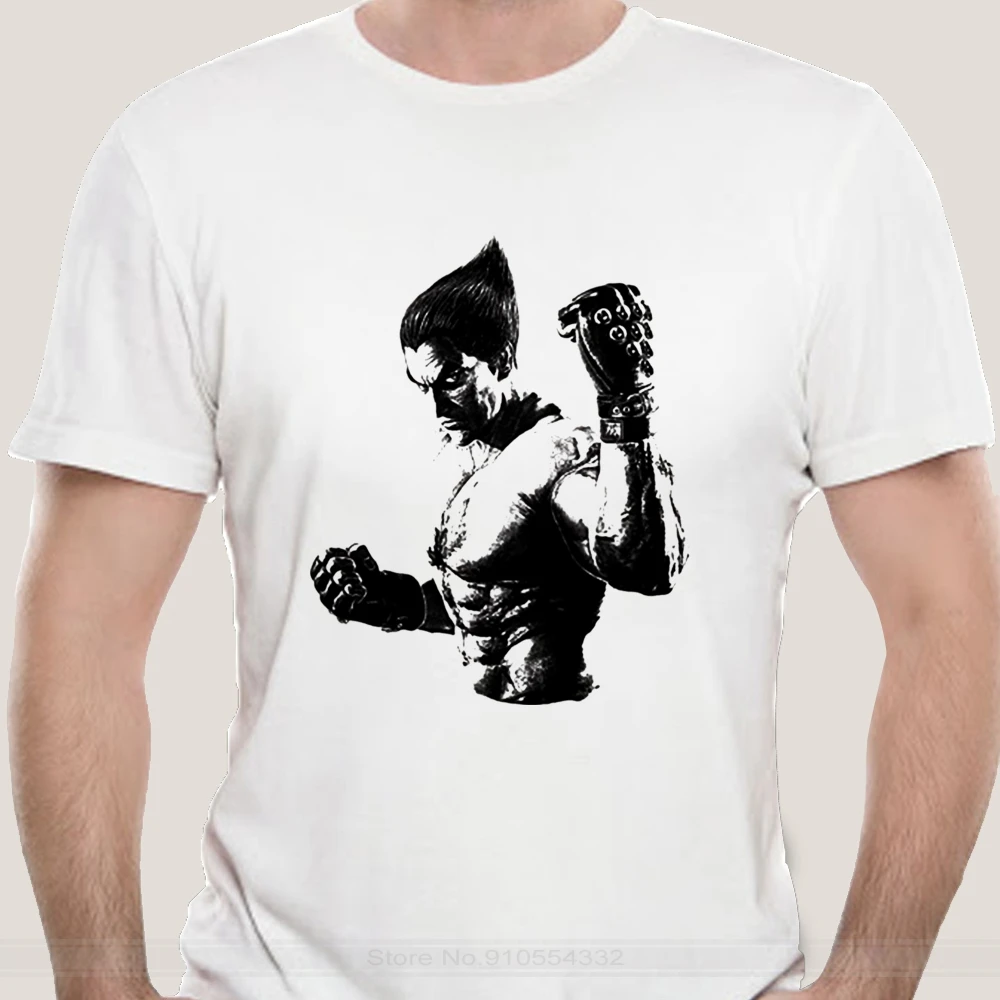 Tekken Kazuya Mishima Printed Mens T-shirt Short Sleeve Cotton Cothes Gamer Fancy Top