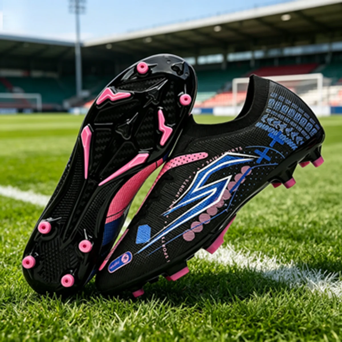 

All Grass Ground AG FG Soccer Boots Thickened TPU Sole Premium PU Fabric Upper Anti-abrasion for Long Time Wearing