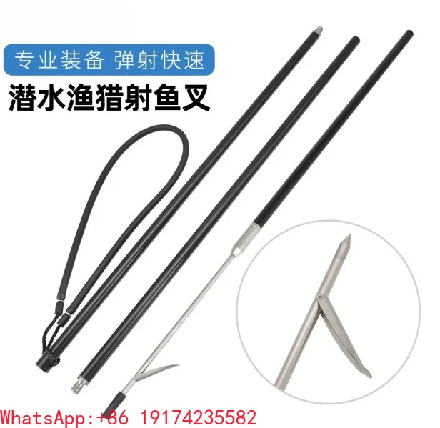 3 Section Aluminum Spearfishing Spear 5 Prong Barbed Fishing Pole Hunting Tool
