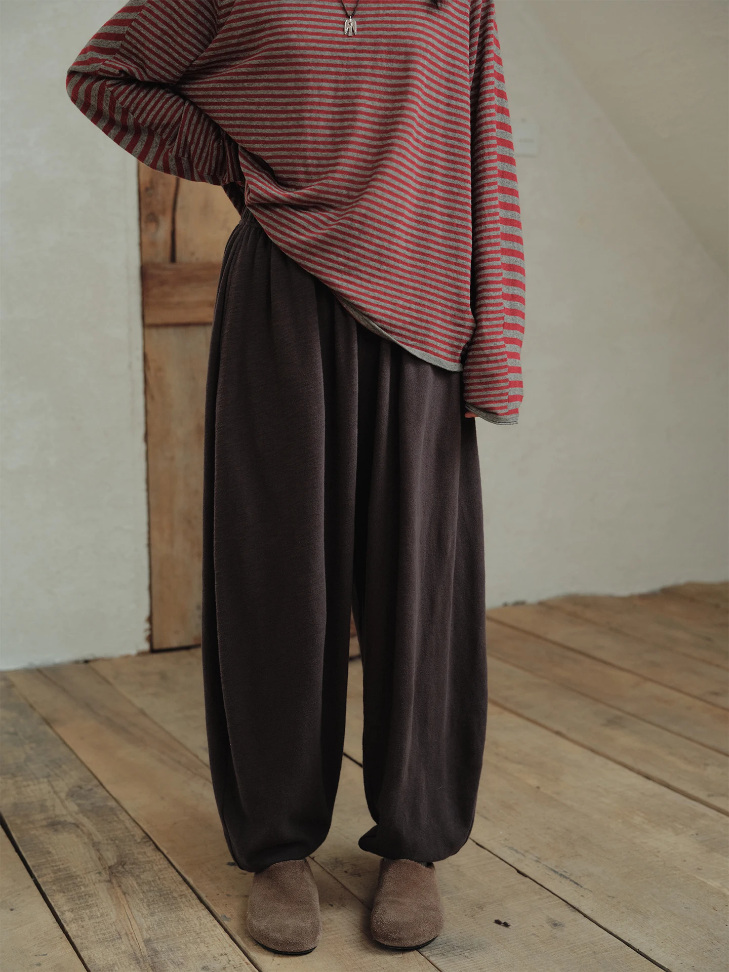 Retro Cotton Lantern Pants Loose Casual Elastic Waist Long Trousers Autumn Women's Comfortable Harlan Pants by Shuo Yu Shan Tian