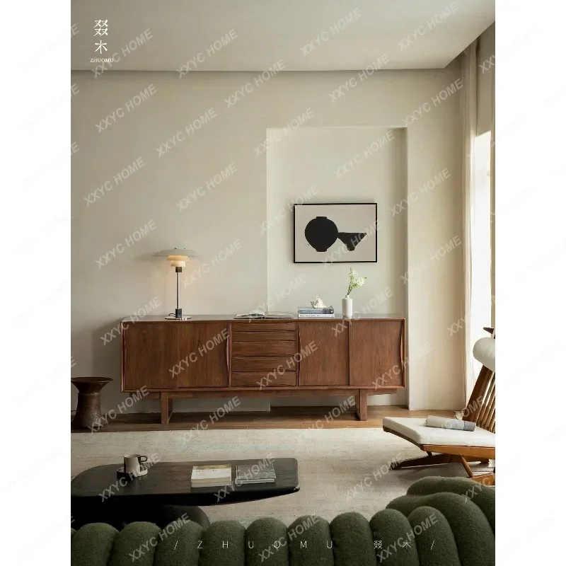 AA retro style solid wood sliding door storage side cabinet living room TV cabinet