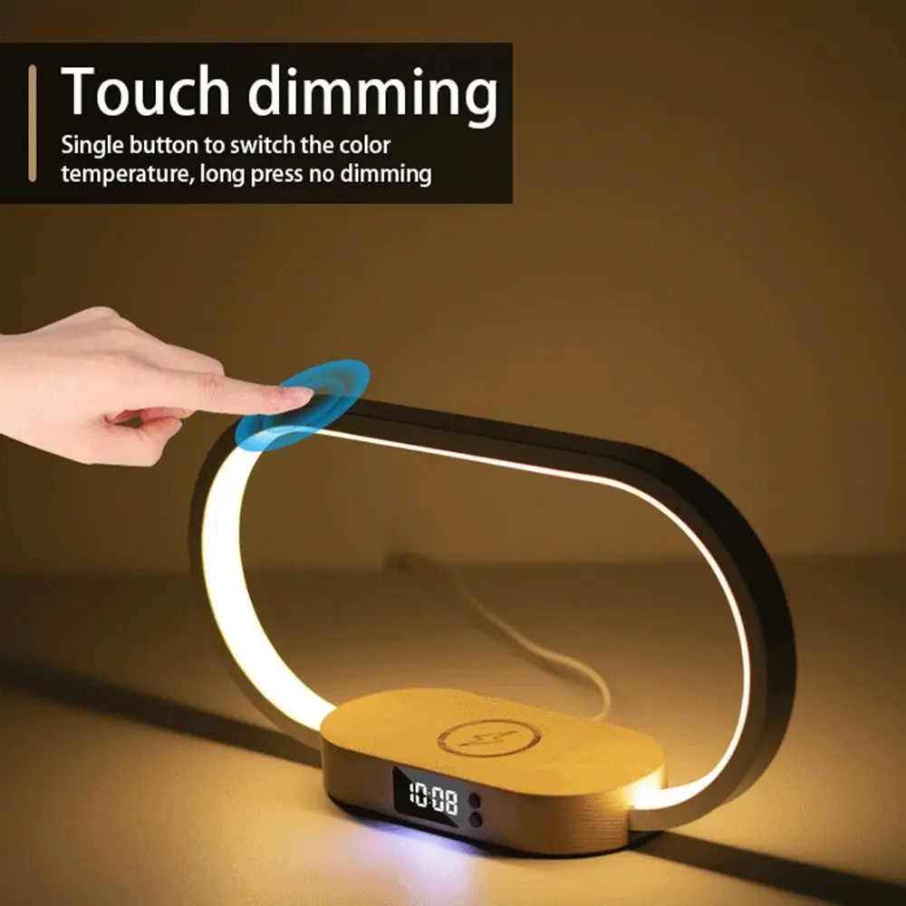 

Lamp LED for Bedroom USB Charging Port Nightstand Lamp with Clock Wireless Charger Bedside Table Lamp 5 Colors Touch Control
