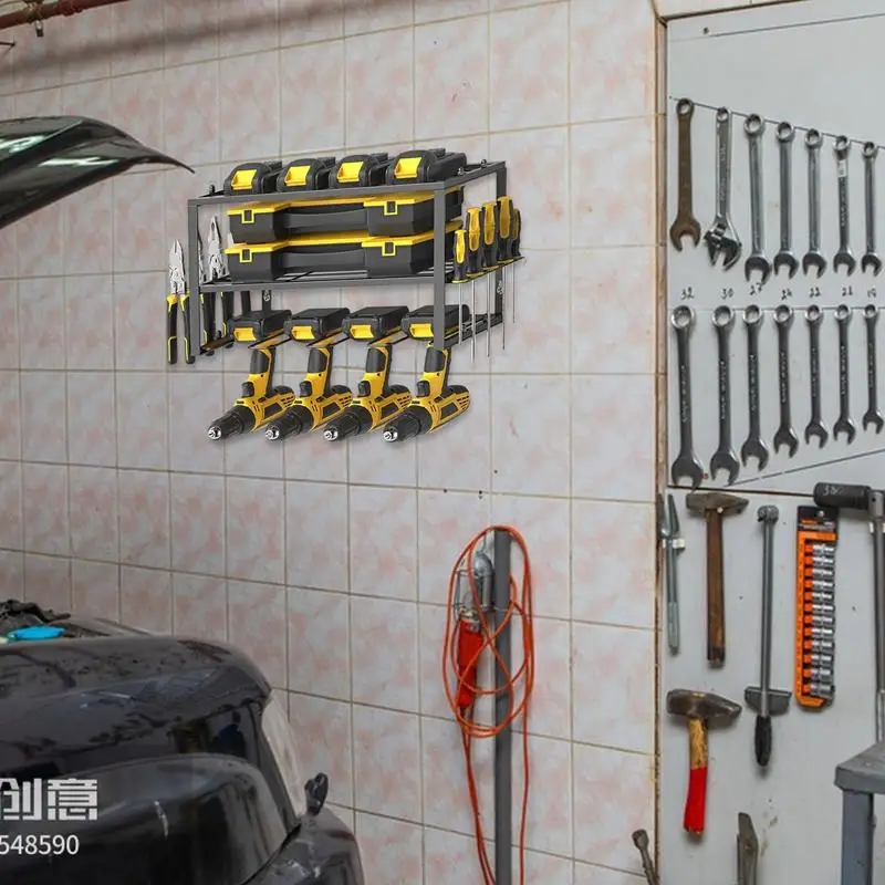 Power Tool Organizer Reinforced Heavy Duty Drill Organizer Easy Installation Space-Saving Strong Load Bearing Garage Accessories