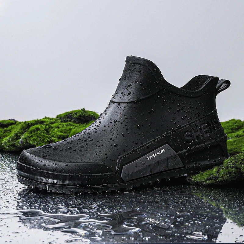 

Premium Rain Shoes Men's new rainproof waterproof shoes short tube fashion rain boots padded work shoes