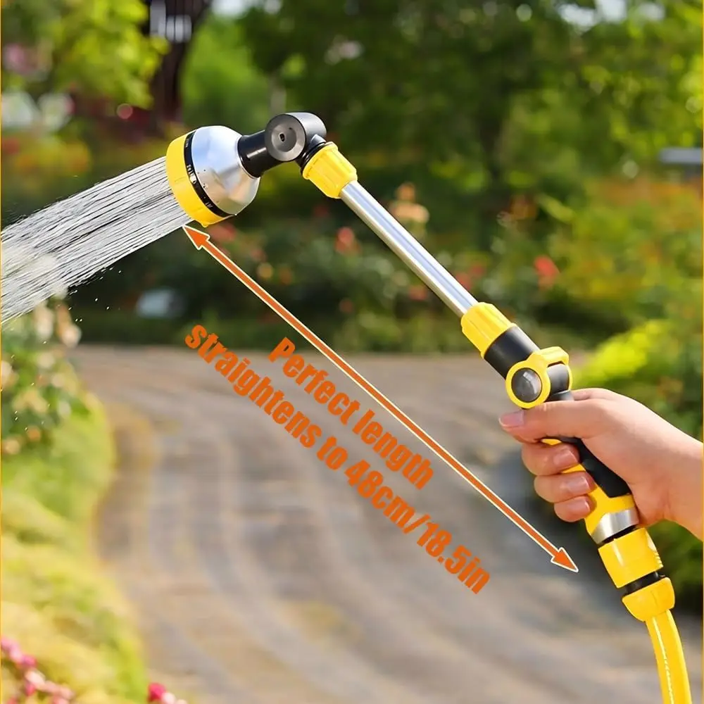 Zinc Alloy Garden Hose Sprayer 18 Inch Long Reach Wand Thumb Control Valve 10 Settings For Outdoor Yard Cleaning Lawn Care