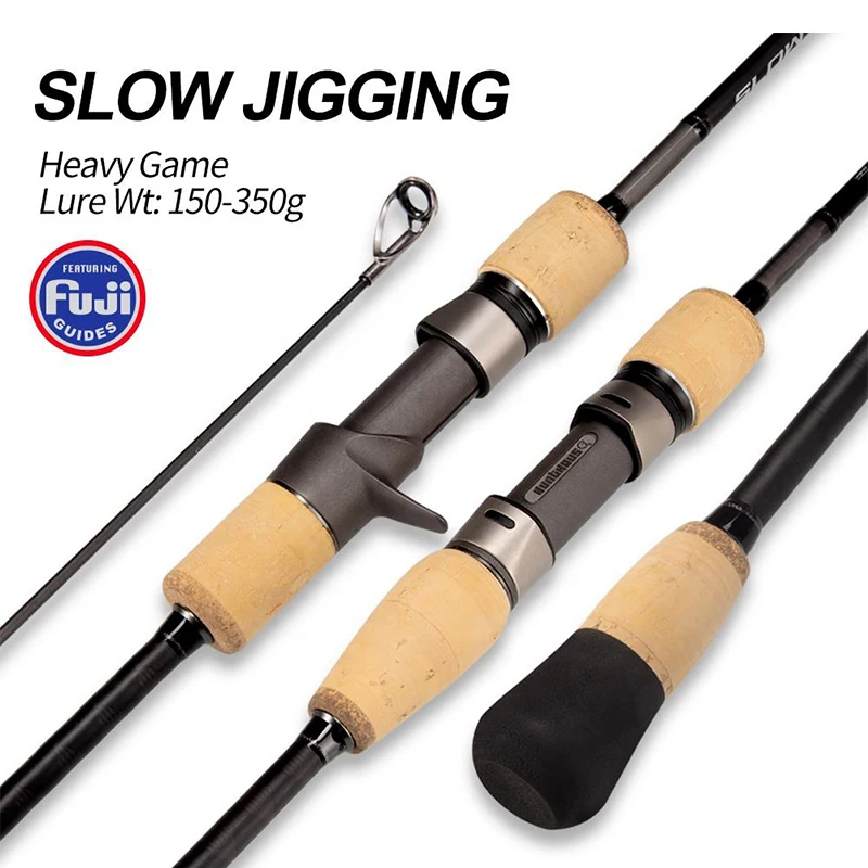 

2026 Game type slow J 30-Ton Carbon Spinning Casting Rod Jig Weight 150-350g Fishing Pole 6'3" 1.5 Piece Slow Pitch Jigging rod