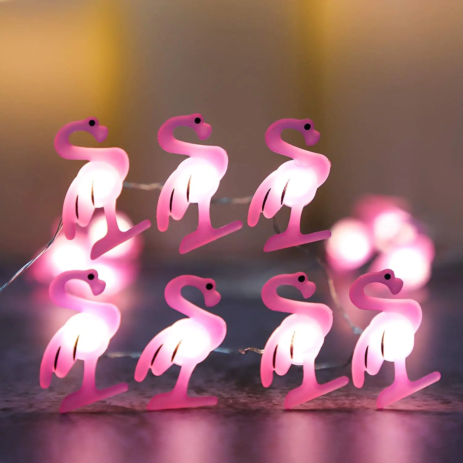 2 Meter Flamingo String Lights Summer Patio Pink Lights String Night Lights for Baby Room Birthday Party Decoration Hawaii Decor