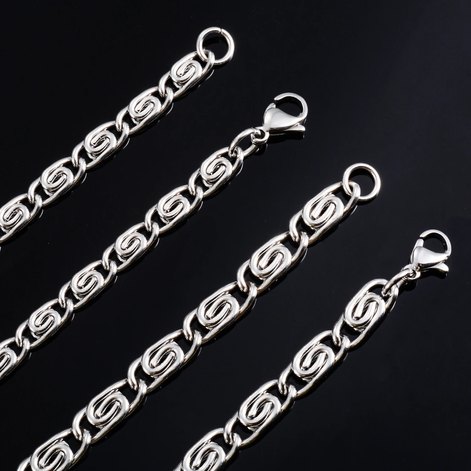 Stainless Steel Paperclip Shape Link Chain Necklace 1.5mm 2mm for Women Men Silver Color Creative Hip Hop Choker Jewelry