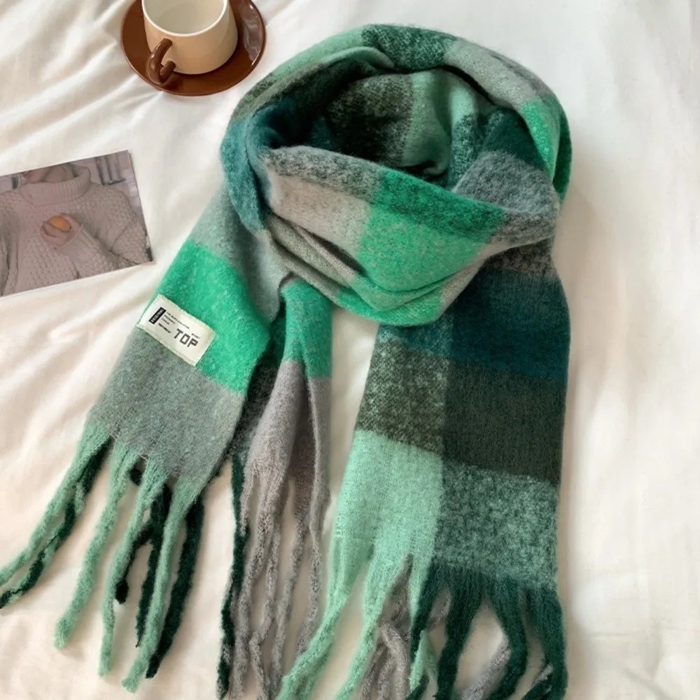 

New Warm Scarf Soft Windproof Long Tassel Scarves Mohair Coldproof Neck Warmer Outdoor Sports