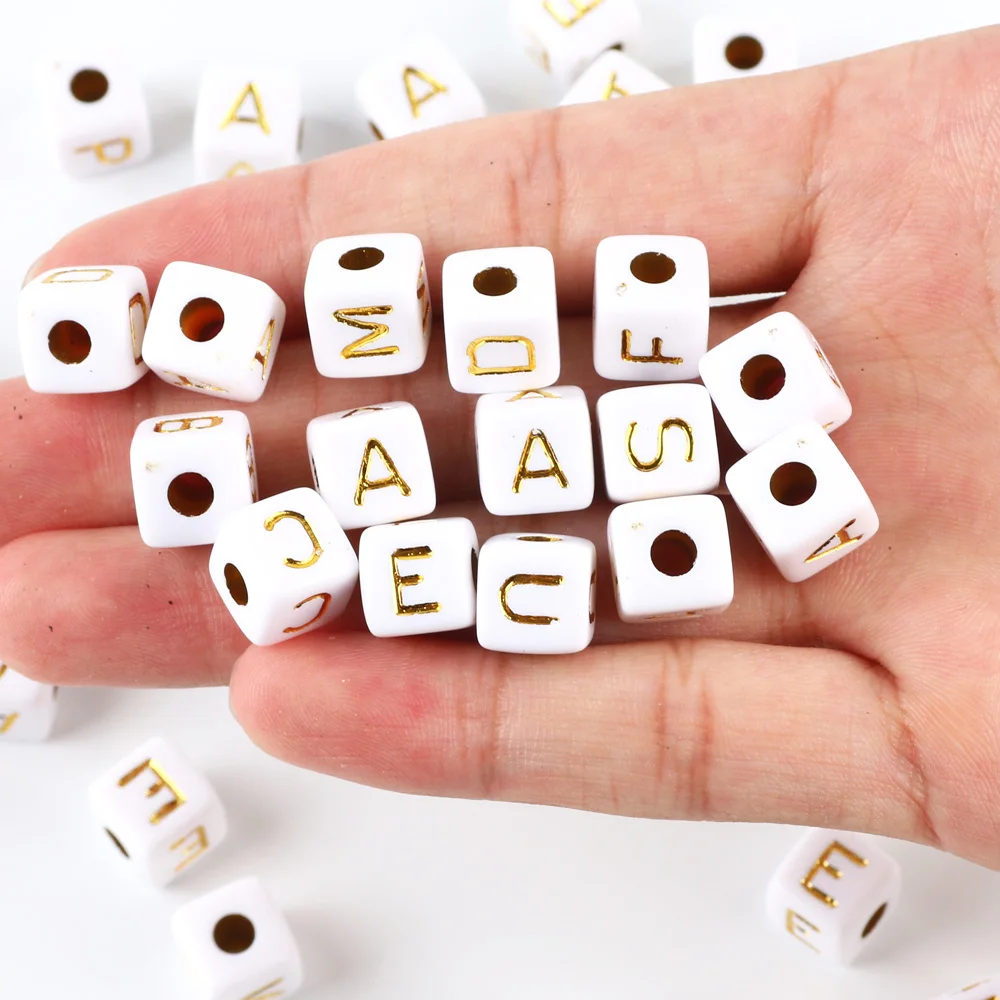 50pcs 10mm Gold Color Letter Beads Acrylic Alphabet Spacer Beads For Jewelry Making Diy Bracelet Necklace Handmade Accessories