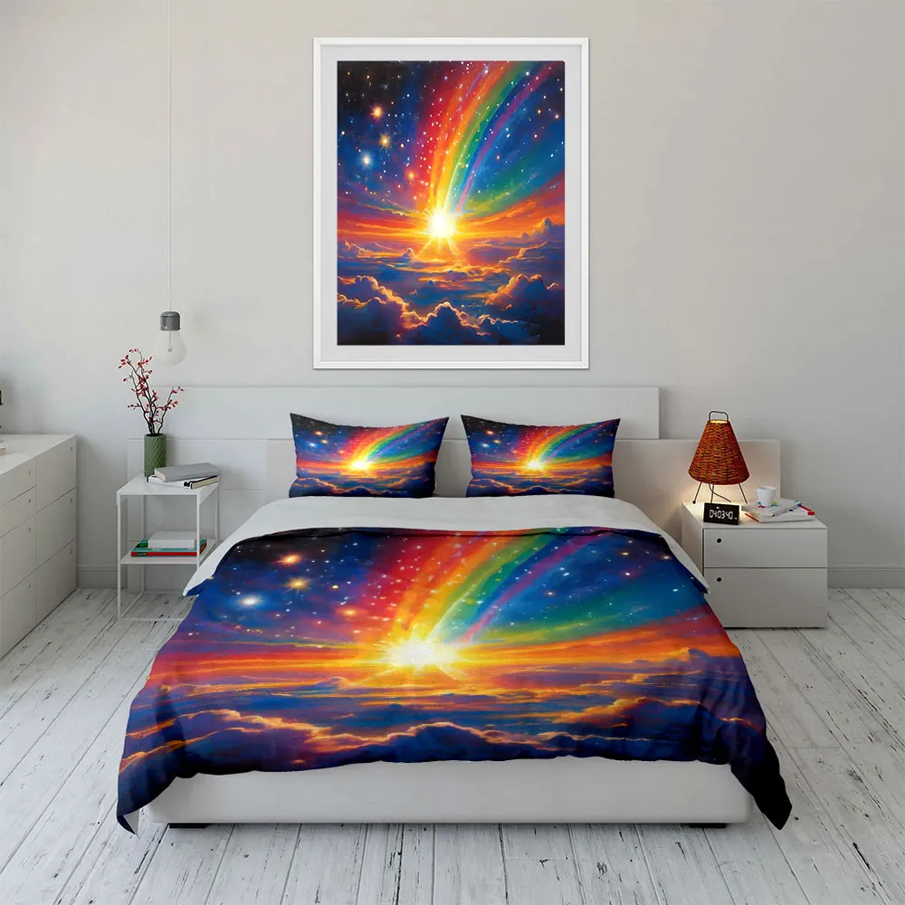 

"Colorful Sunset Wall Decor Set" Multiple sizes kid's and adults' bedroom Exquisite 3PC bedding set, gift