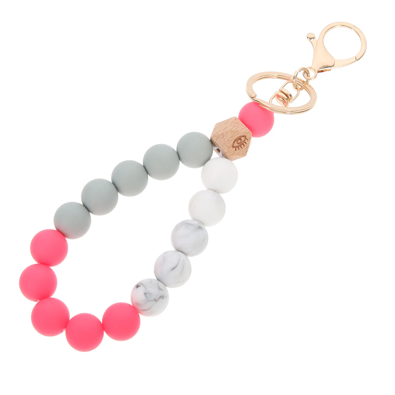 

Silicone Beaded Keyring Red Pendant Bracelet Keychain Creative Ring Durable Bag Keys Holder Travel Outdoor
