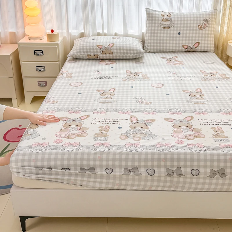 Sábana y funda de almohada respetuosa con la piel, funda de cama estilo dibujos animados, ropa de cama para el hogar, sábanas individuales/dobles/Queen/King Size sabanas
