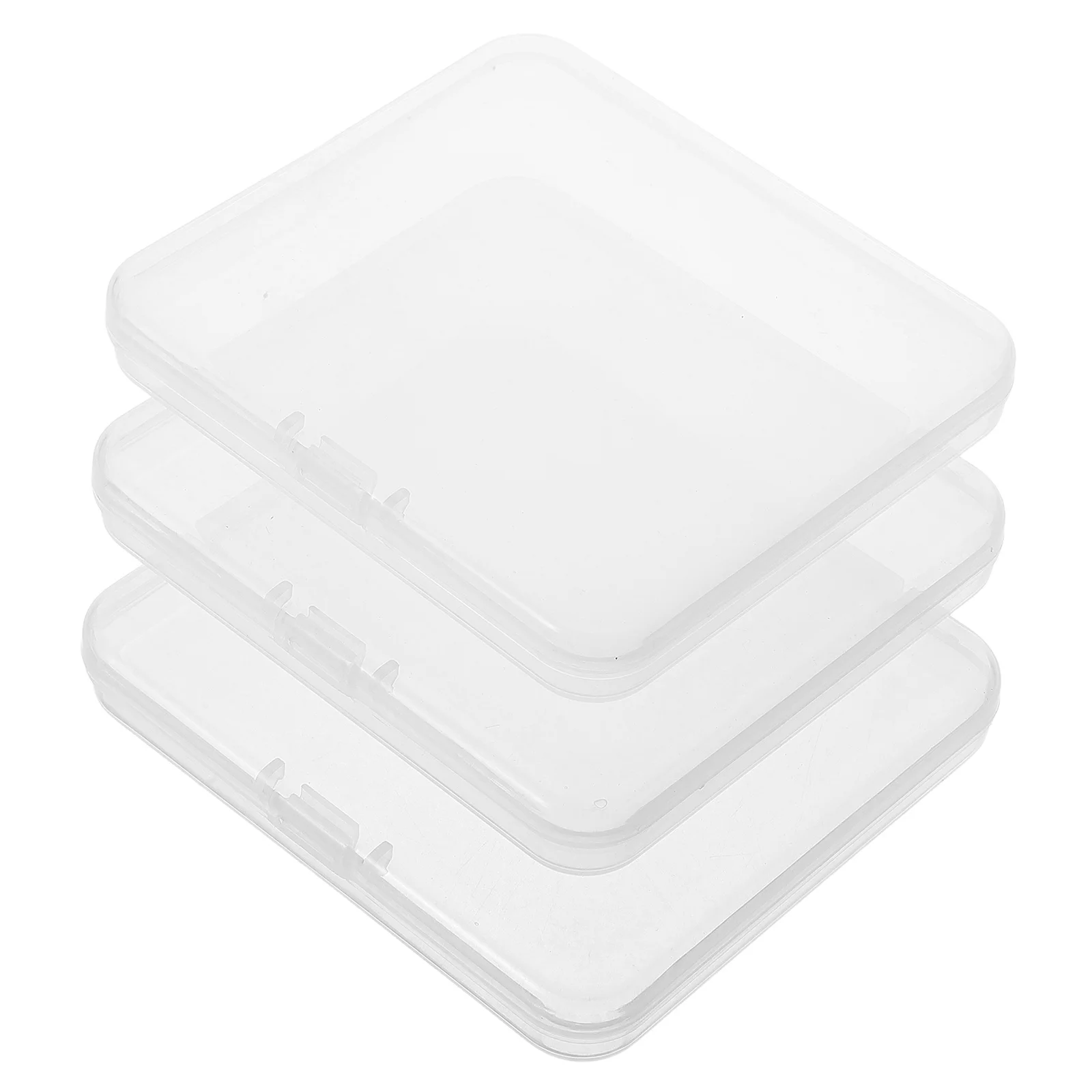 

3Pcs False Eyelash Storage Box Clear Plastic Rectangle Compact Organizer Double Eyelid Tape Holder Travel Small Items Case