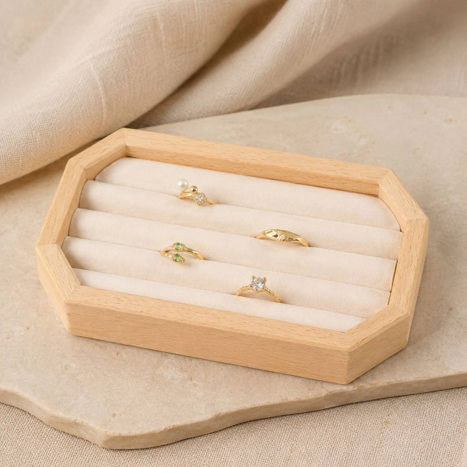 Jewelry Tray Slim Octagonal Loop Display Tray for Jewelry Counters, Showcases