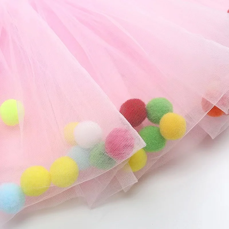 Dance Balls Kid Girls Tutu Skirt Pompon Soft Mesh Lace Children Skirts Ins Style Baby Tutu Pettiskirt Wild Bottoming Princess